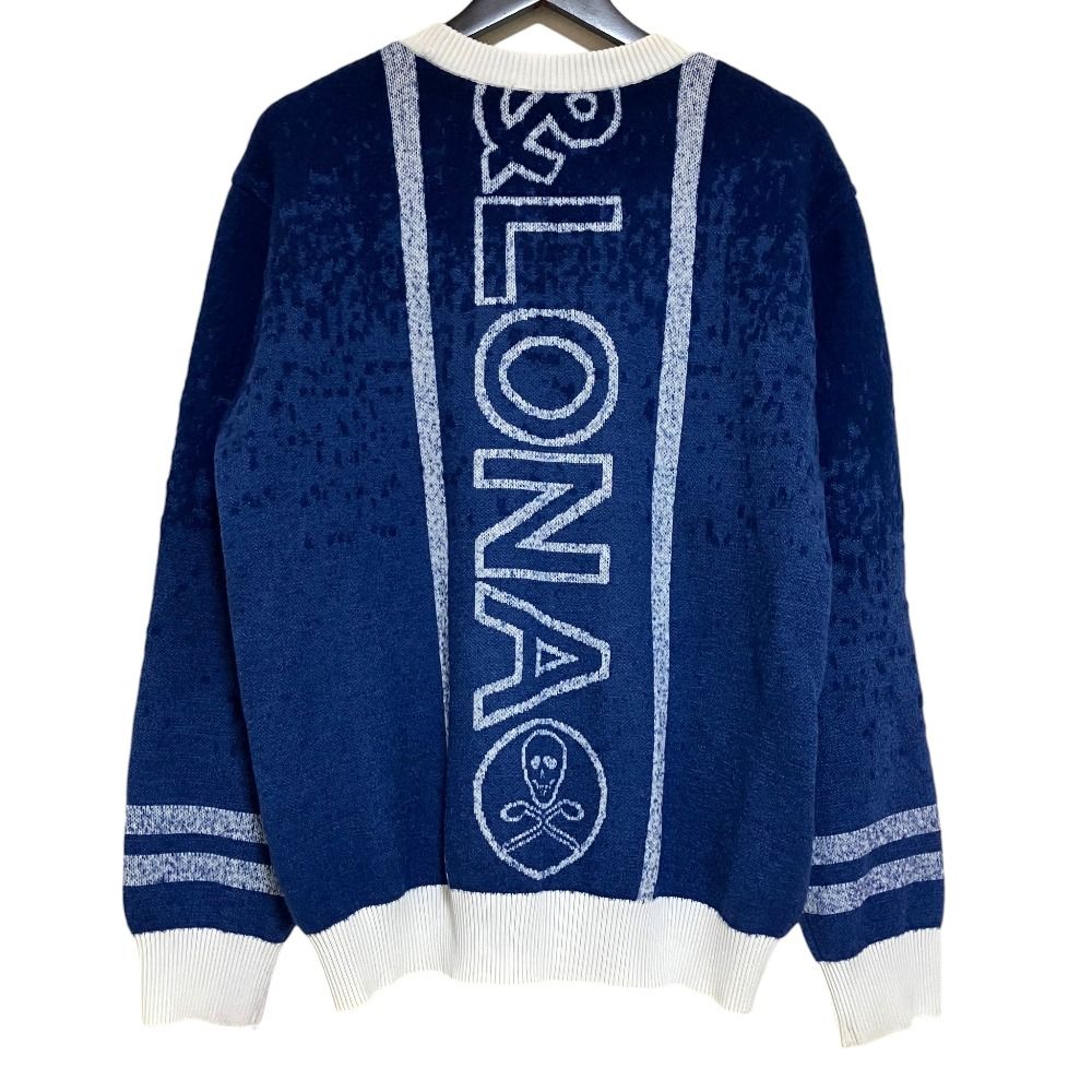 MARK&LONA マークアンドロナ セーター ネイビー サイズ→M 美品 MARK&LONA マークアンドロナ ロゴ ウール 長袖 ニット セーター