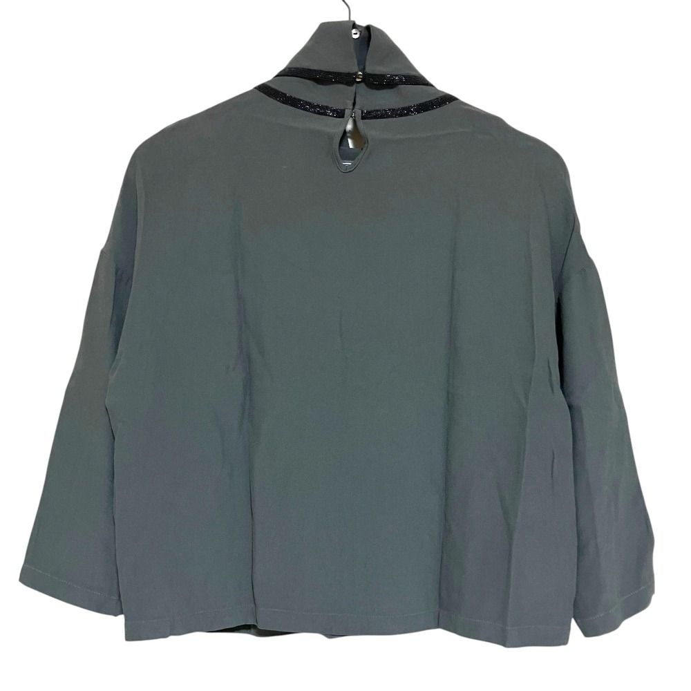 極美品 ファビアナフィリッピ 現行 ハイネックカットソー 異素材切替 モニーレ 美品 FABIANA FILIPPI ファビアナフィリッピ モニーレ装飾