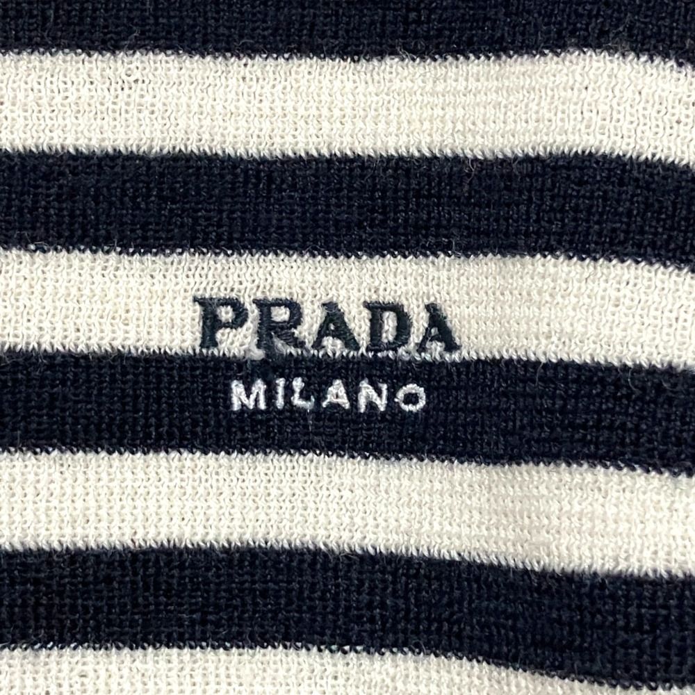 美品 23SS PRADA プラダ 胸ロゴ刺繍 スーパーファインウール ボーダー