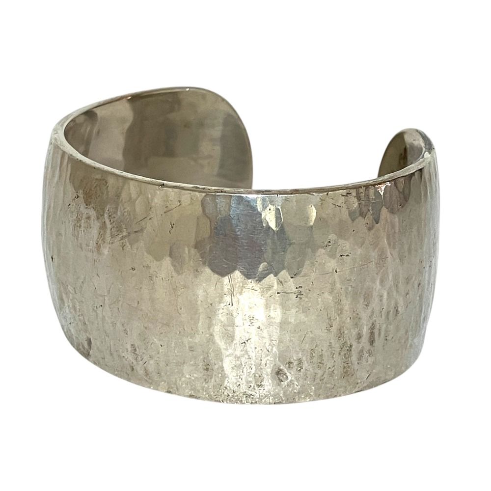 良品 HERMES エルメス ヴィンテージ Hammered Bangle ワイドカフ