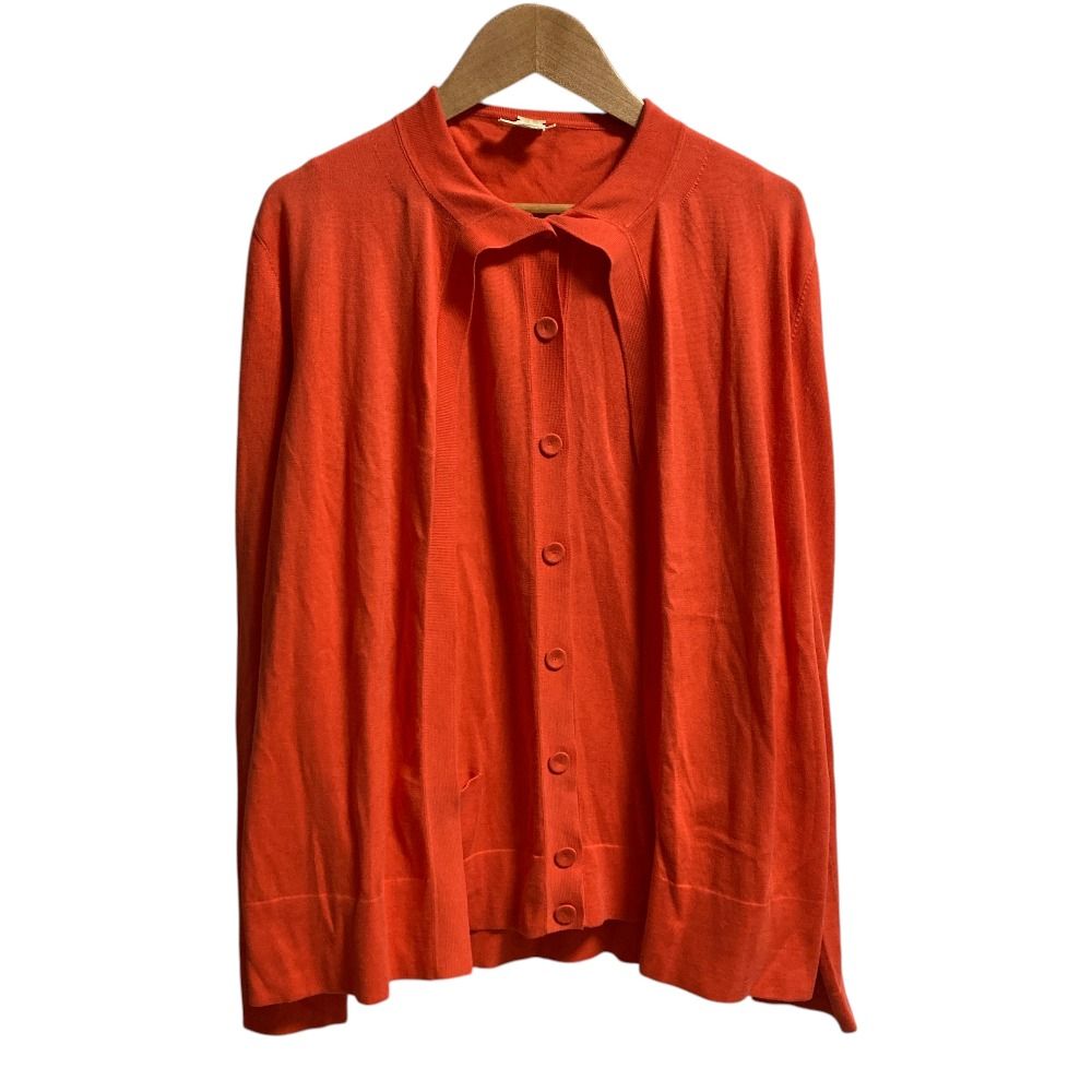 美品 HERMES エルメス アンサンブル風 レイヤードニット カーディガン サイズ34 オレンジ レディース 古着 中古 USED