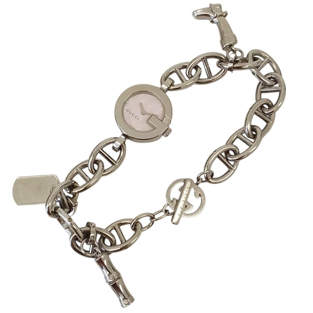 【ジャンク品】GUCCI シルバー ブレスレットウォッチ 美品 GUCCI グッチ 107 Gチャーム ブレスレットウォッチ クォーツ