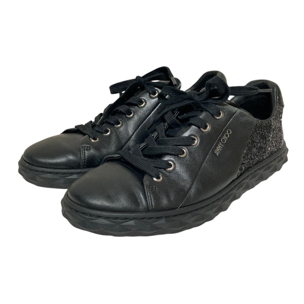 美品 JIMMY CHOO ジミーチュウ グリッター レザースニーカー 39 24cm