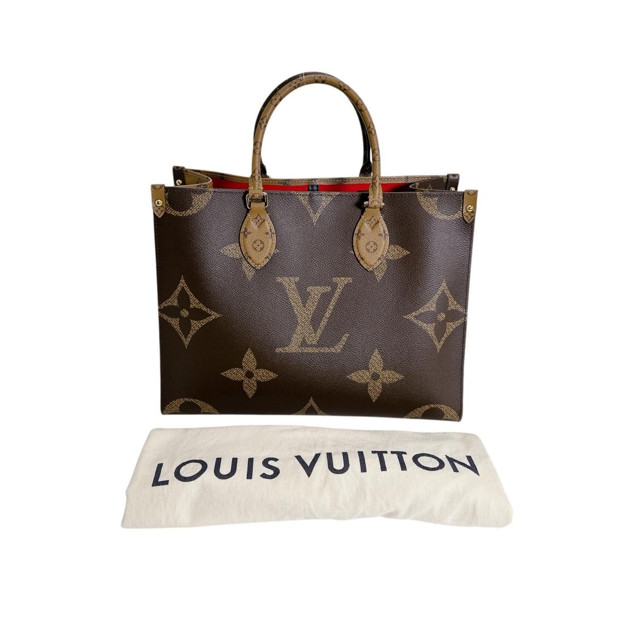 ルイヴィトン M45321 モノグラム・ジャイアントリバース ハンドバッグ オンザゴーMM トートバッグ LOUIS VUITTON ブラウン