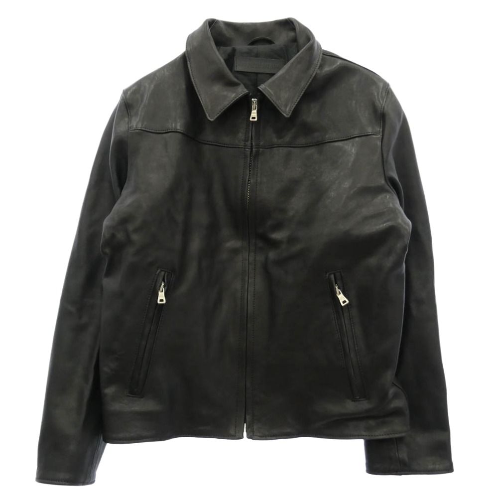 ノーフェイス ストゥディオス NO/FAITH STUDIOS 26SS LEATHER JACKET BASIC CUT ベーシックカット ジップアップ レザージャケット ブラック系 XL【美品】【中古】
