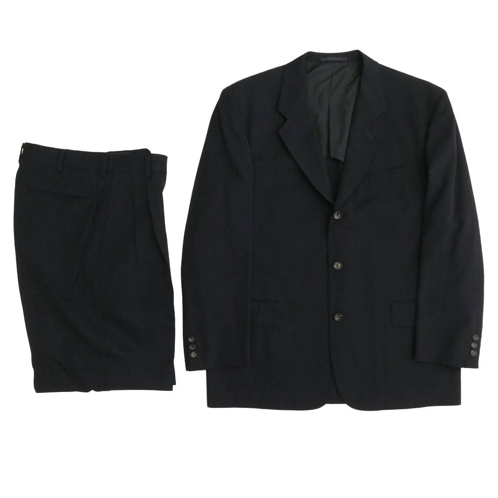 COMME des GARCONS HOMME コムデギャルソンオム AD1998 田中オム ヴィンテージ HJ-10019M HP-100265 セットアップ ウールサージ テーラードジャケット 2タックパンツ ネイビー系 M【中古】