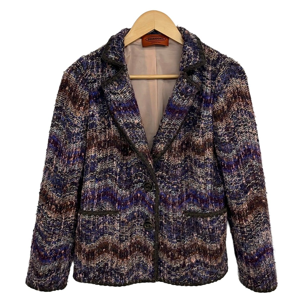 MISSONI(ミッソーニ) ジャケット サイズ42 M レディース美品 - パープル×ライトピンク×マルチ 長袖/秋/冬