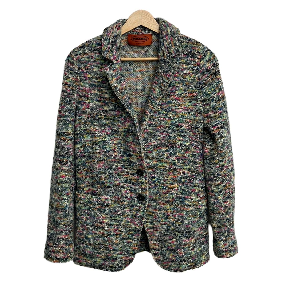 MISSONI(ミッソーニ) ジャケット サイズ40 M レディース美品 - 白×ダークグレー×マルチ 長袖/秋/冬