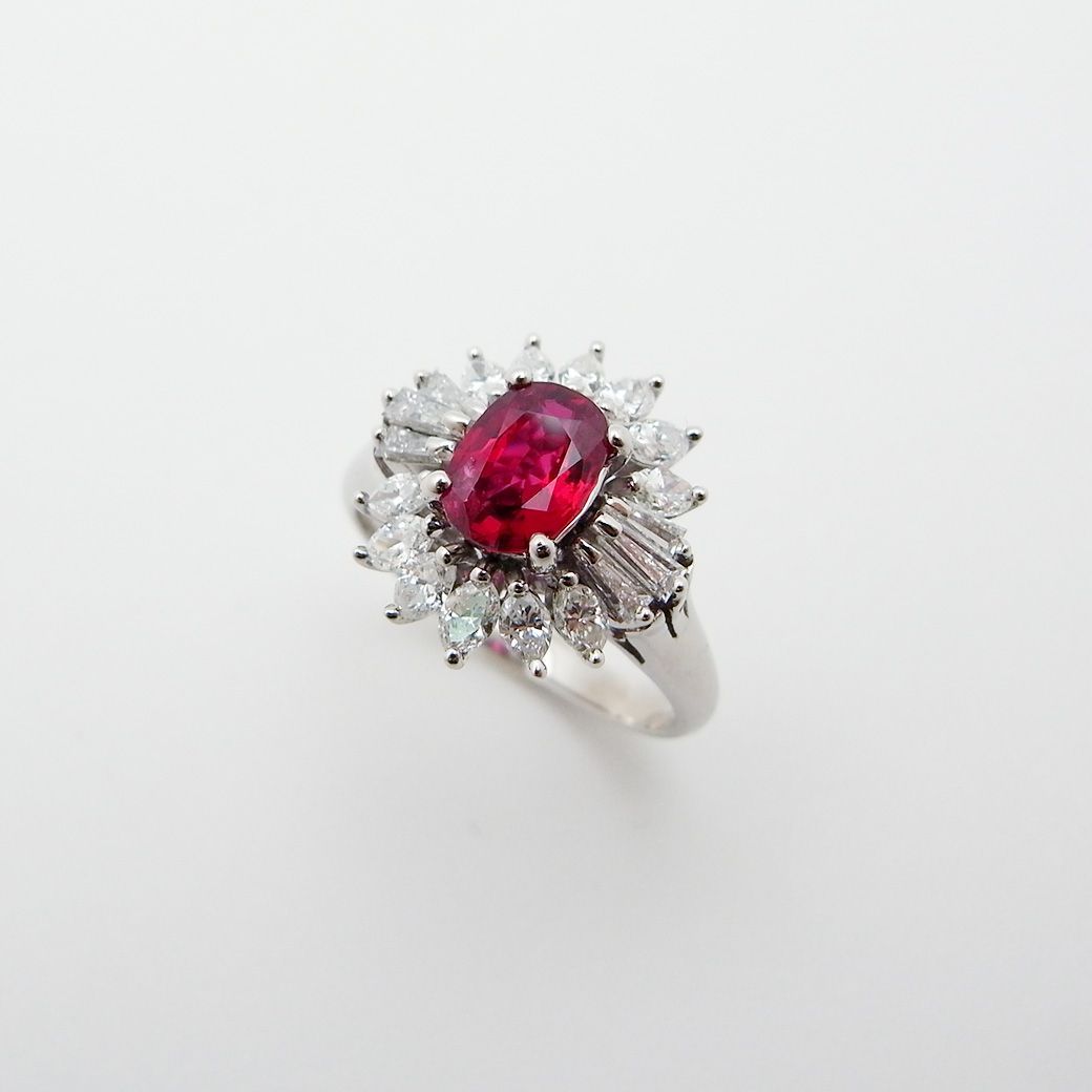 Thai Ruby Diamond Ring Size 15 1.04ct 0.91ct Pt900 Certificate of Authenticity Sorted Brand New Finish SA Rank