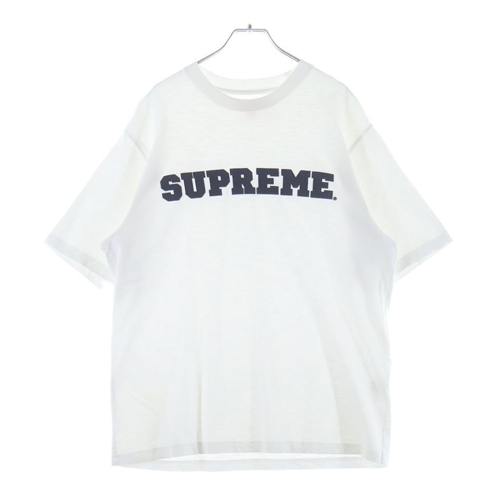SUPREME (シュプリーム) 23AW Collegiate S/S Top カレジエイト フロントロゴ刺繍 半袖Tシャツ カットソー ホワイト