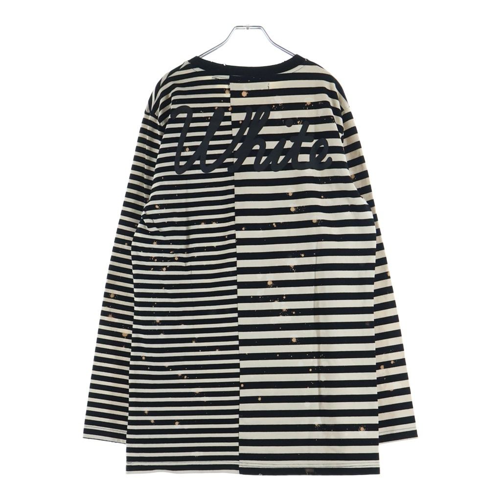 OFF-WHITE (オフホワイト) 16AW Border L/S Tee ダメージ ブリーチ加工 ボーダー 長袖Tシャツ カットソー ホワイト/ブラック