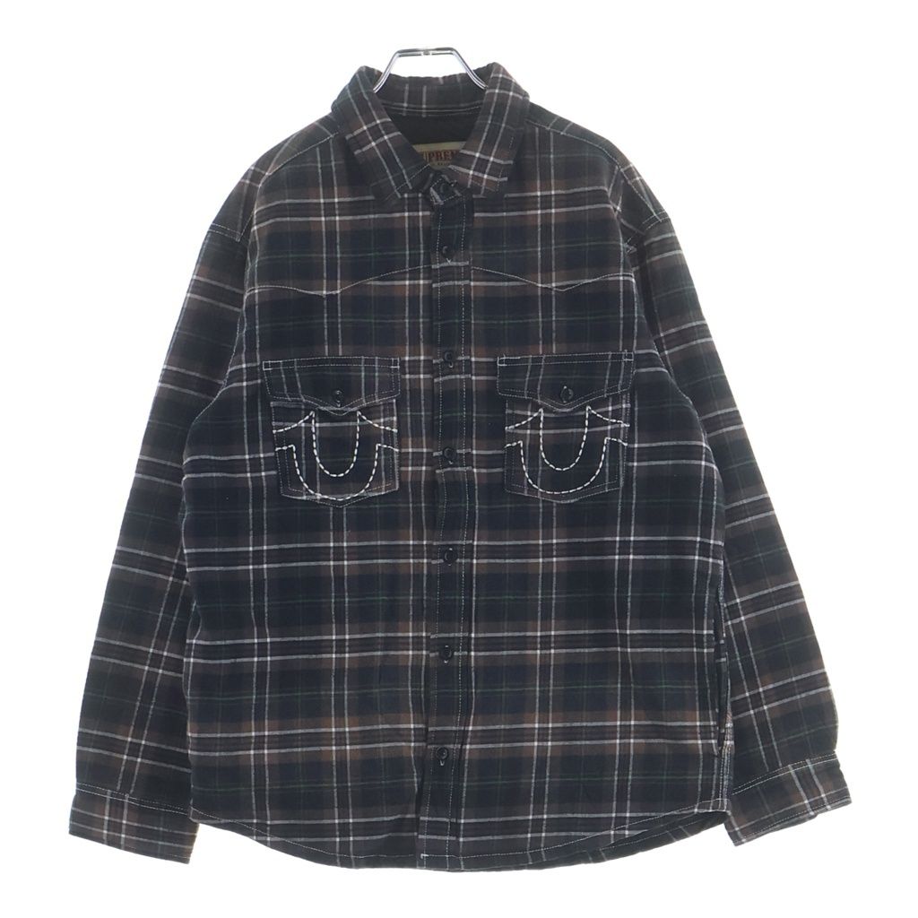 SUPREME (シュプリーム) 25AW ×True Religion Quilted Lined Plaid Flannel Shirt トゥルーレリジョン キルテッド ラインド プレイド フランネルシャツ チェック総柄 長袖シャツ
