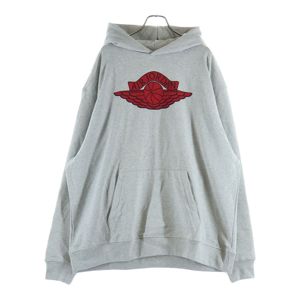 SAINT MICHAEL (セントマイケル) ×JORDAN SM FLEECE L/S HOODIE フロントロゴプリント プルオーバーパーカーフーディー グレー FV4718-050