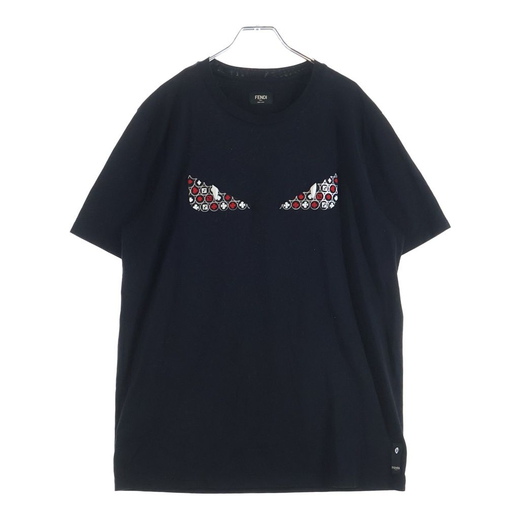 FENDI モンスター　Tシャツ　ブラック×シルバー FENDI (フェンディ) モンスターアイ バッグバグズ プリント クルー