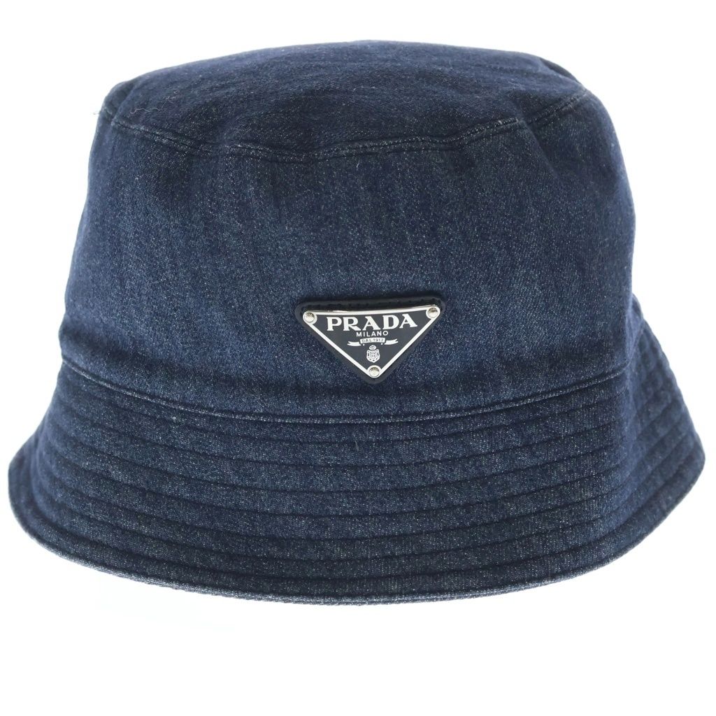 PRADA (プラダ) Denim Bucket Hat デニム ロゴプレート バケットハット P101 2021 8459 インディゴ