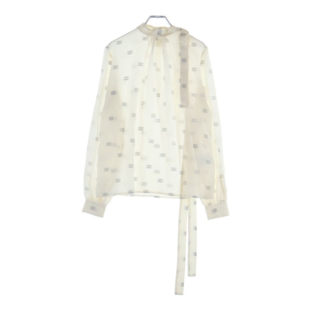 GIVENCHY (ジバンシィ) シグネチャーロゴ シルク 長袖カットソー シャツ ホワイト レディース