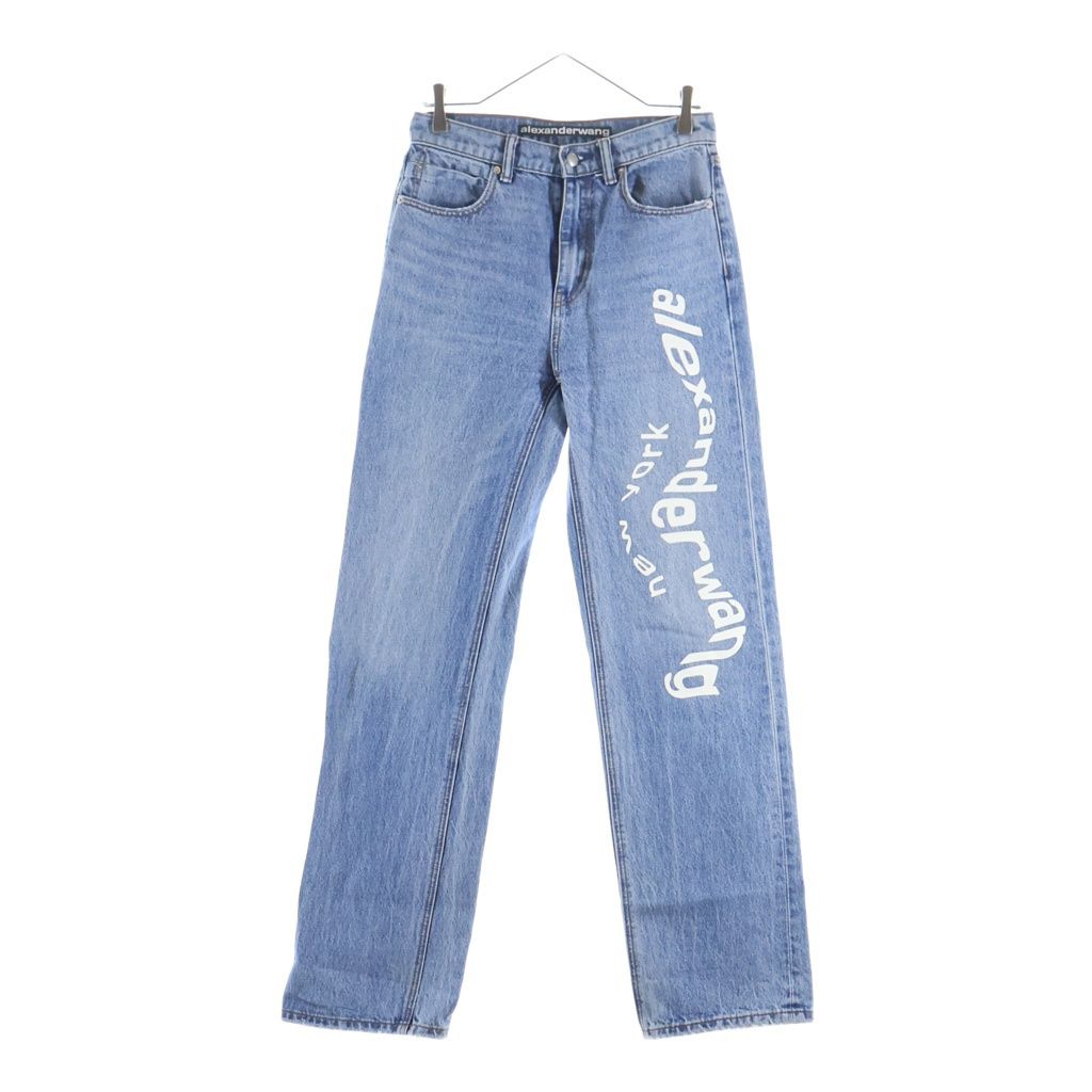ALEXANDER WANG (アレキサンダーワン) ロゴプリント ジップフライ デニムパンツ ジーンズ レディース インディゴ