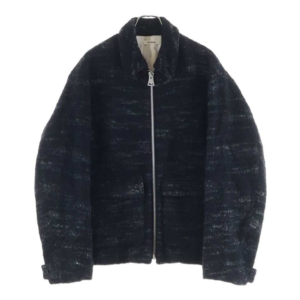 INTERIM (インテリム) DOUBLE FACE HAIRY BABY LAMA WOOL SPORTS JACKET ウールスポーツジャケット ブルゾン ブラック