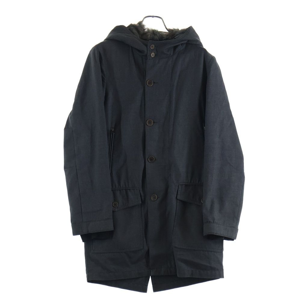 HAUTE (オート) ライナー付き モッズコート ファー フード付き ジップアップ グレー