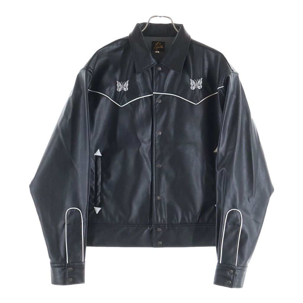 Needles (ニードルス) NUBIAN別注 PIPING COWBOY JACKET シンセティックレザー パイピング カウボーイ ジャケット ブラック RW1653