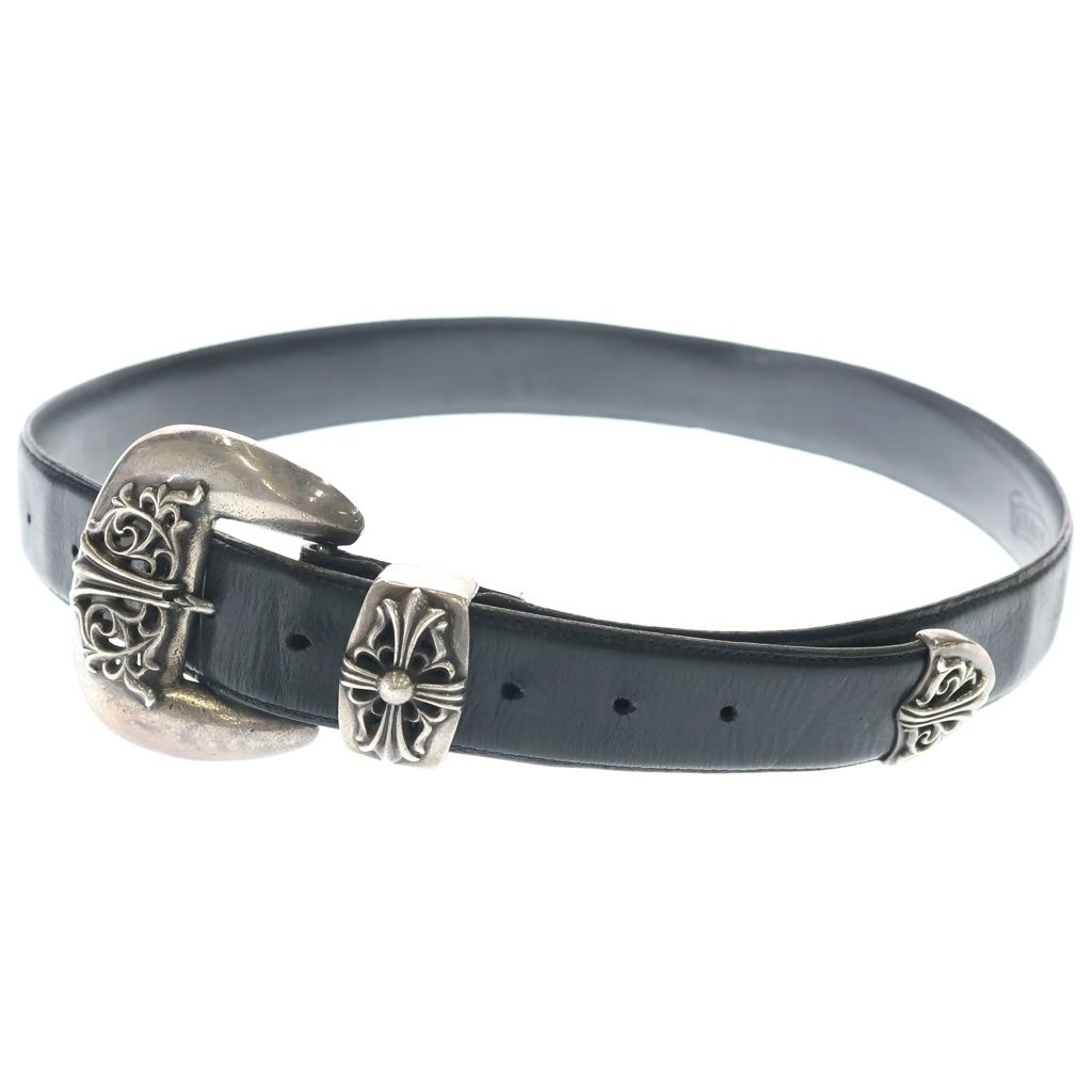 CHROME HEARTS (クロムハーツ) BLT CLASSIC 3PC クラシック3PC レザーベルト ブラック/シルバー