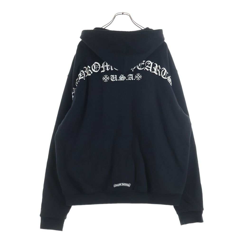 CHROME HEARTS (クロムハーツ) SWTSHRT HD ZIP Tバー ダガージップ バックアーチ 裏地サーマル ロゴジップ フーディ パーカー ブラック
