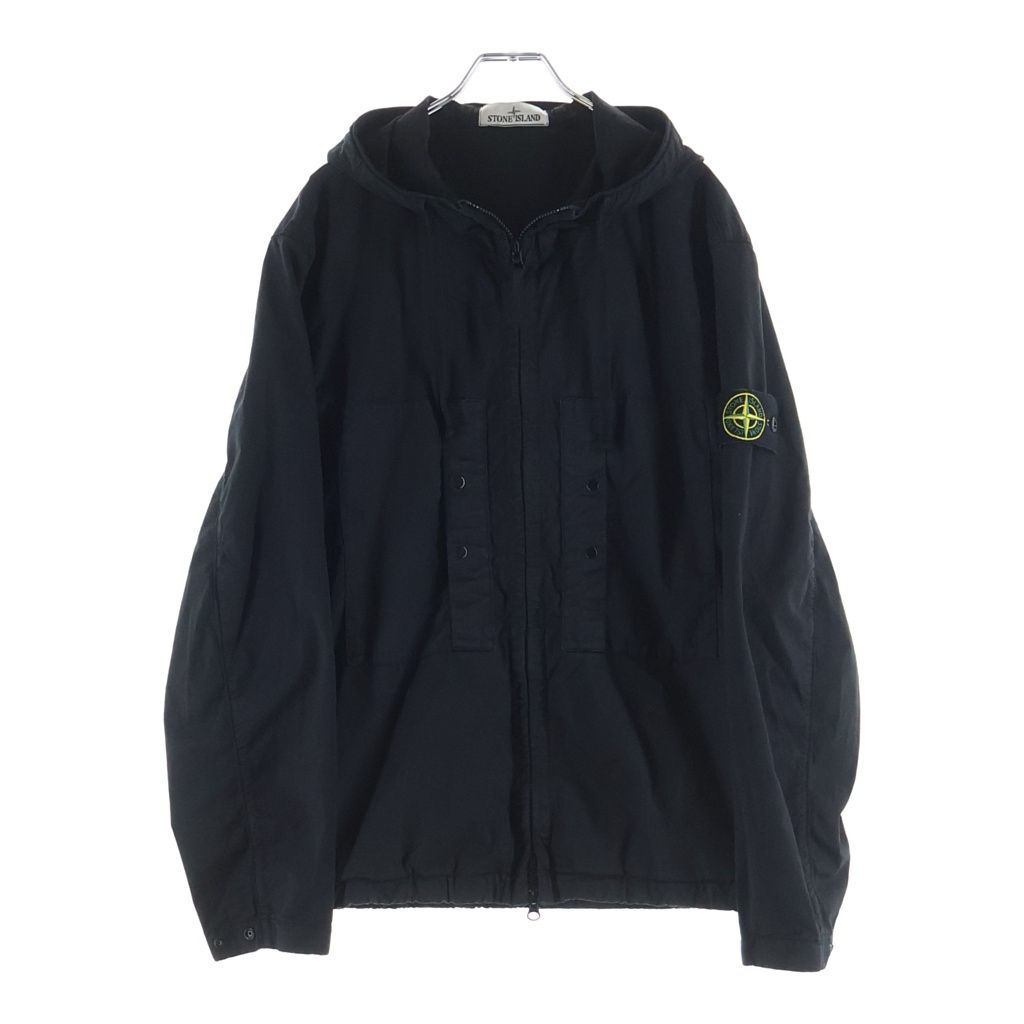 STONE ISLAND (ストーンアイランド) 25SS コットン コンパスロゴパッチ フーデッド ジップアップジャケット ブラック K1S154100091