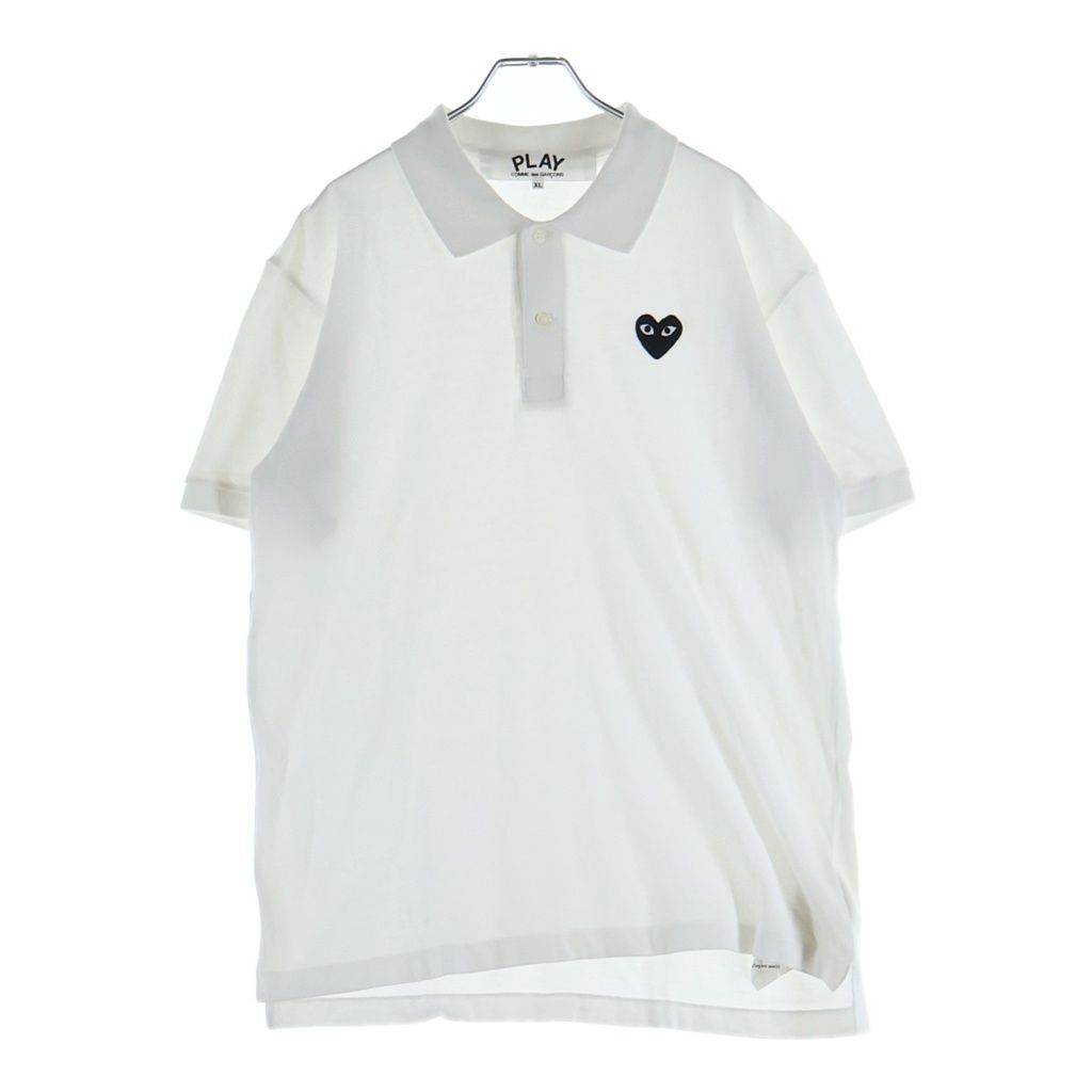 PLAY COMME des GARCONS (プレイコムデギャルソン) 25SS ハートロゴ刺繍 コットン 半袖ポロシャツ ホワイト AX-T006 AD2025/3