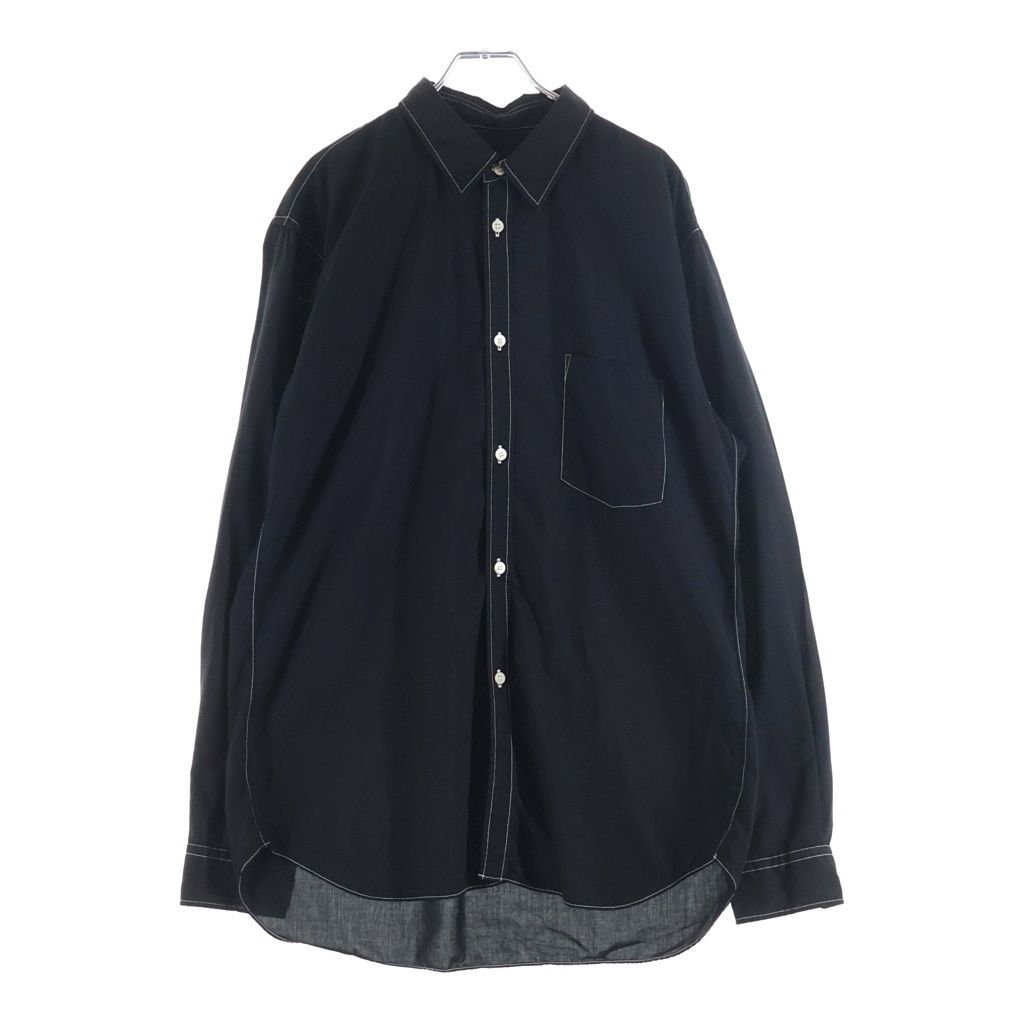 COMME des GARCONS HOMME DEUX (コムデギャルソン オムドゥ) 23AW 後染め加工 ポリエステル ステッチ 長袖シャツ ブラック DL-B022
