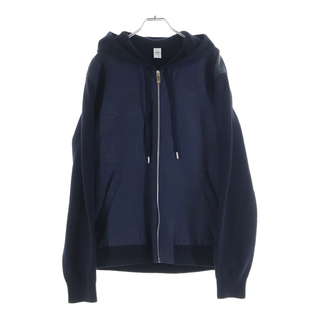 Berluti (ベルルッティ) カリグラフィ カシミヤ ウール レザー ジップアップ パーカー ネイビー R16KCL57YACQ