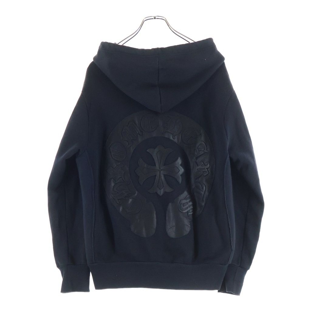 CHROME HEARTS (クロムハーツ) CHプラスパッチ付きダガージップアップパーカー バックホースシューレザーパッチパーカー
