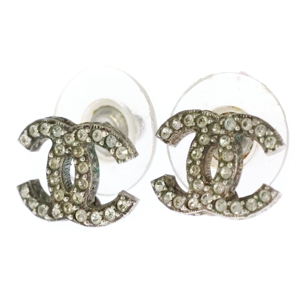 CHANEL (シャネル) ココマーク ラインストーン ピアス B15C シルバー