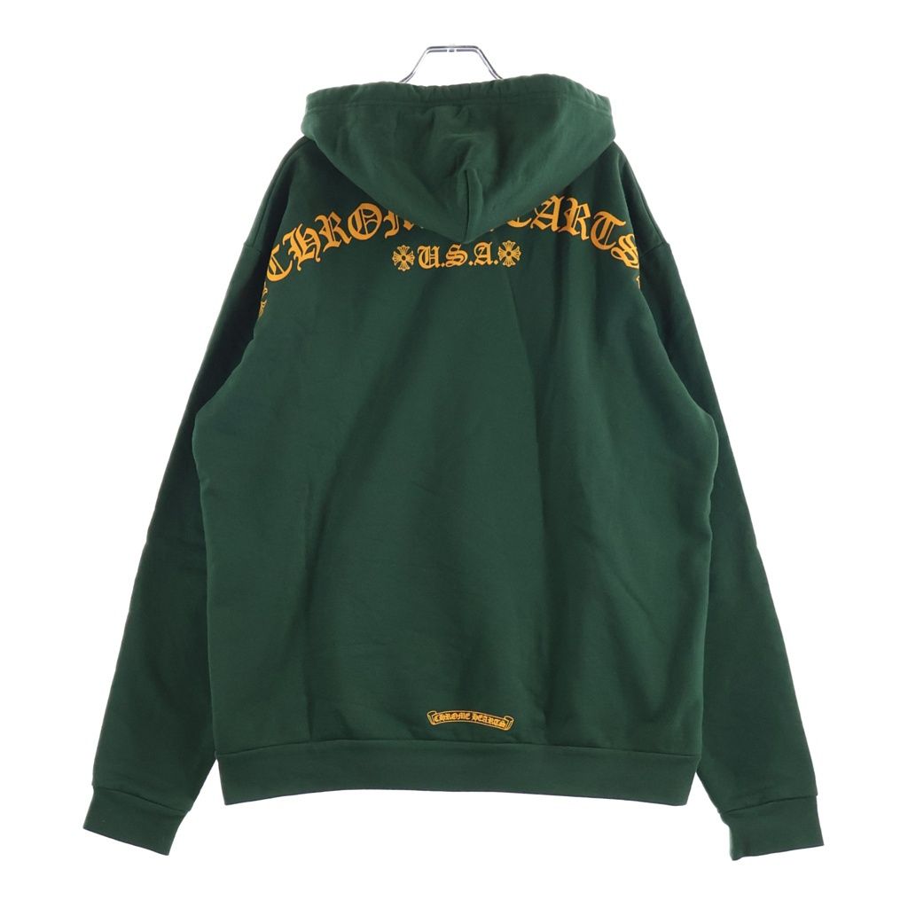 CHROME HEARTS (クロムハーツ) SWTSHRT PLVR LTD ONLINE オンライン限定 Tバープリント プルオーバースウェットパーカー フーディー グリーン