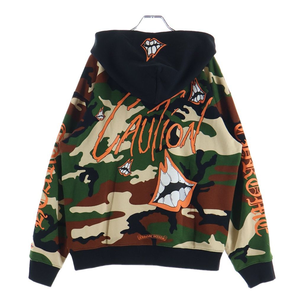 CHROME HEARTS (クロムハーツ) ×MATTY BOY PPO CAUTION PULLOVER マッティボーイ カモフラ総柄 チョンパープリント スウェットプルオーバーパーカー カーキ
