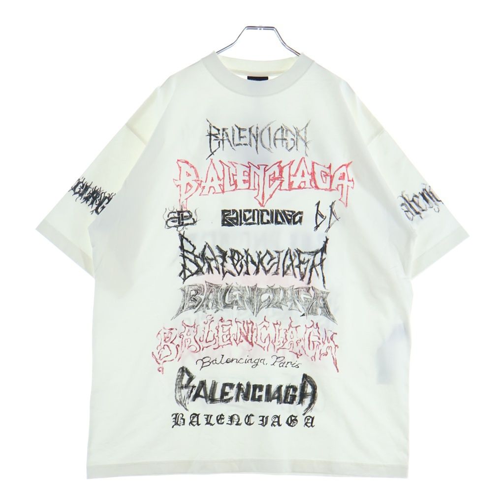 BALENCIAGA (バレンシアガ) Diy Metal T-Shirt メタルロゴ ダメージ加工半袖Tシャツ ホワイト 641675 TPVO2