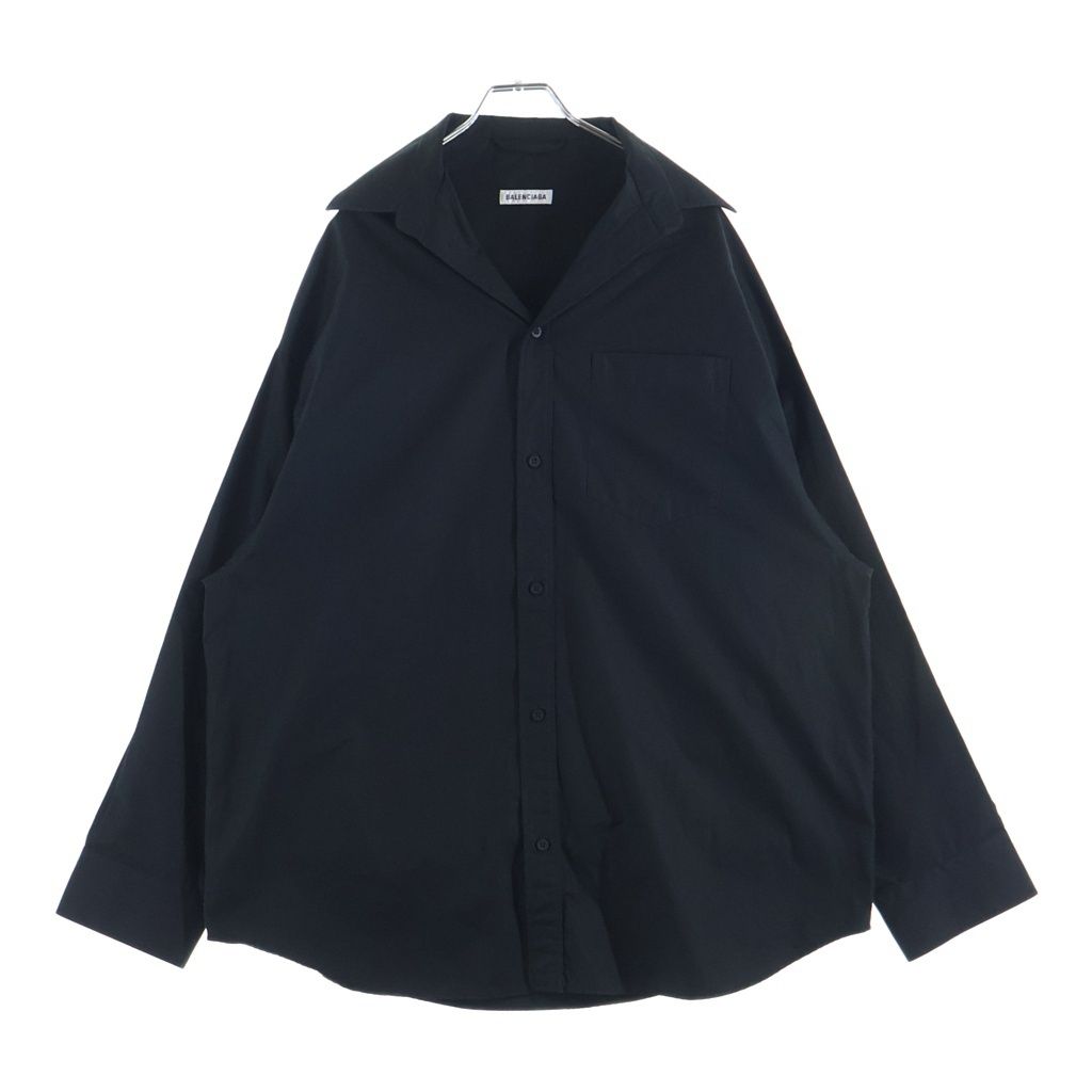 BALENCIAGA (バレンシアガ) 22AW Lifted Collar Shirt オープンカラー 長袖シャツ ブラック 704462