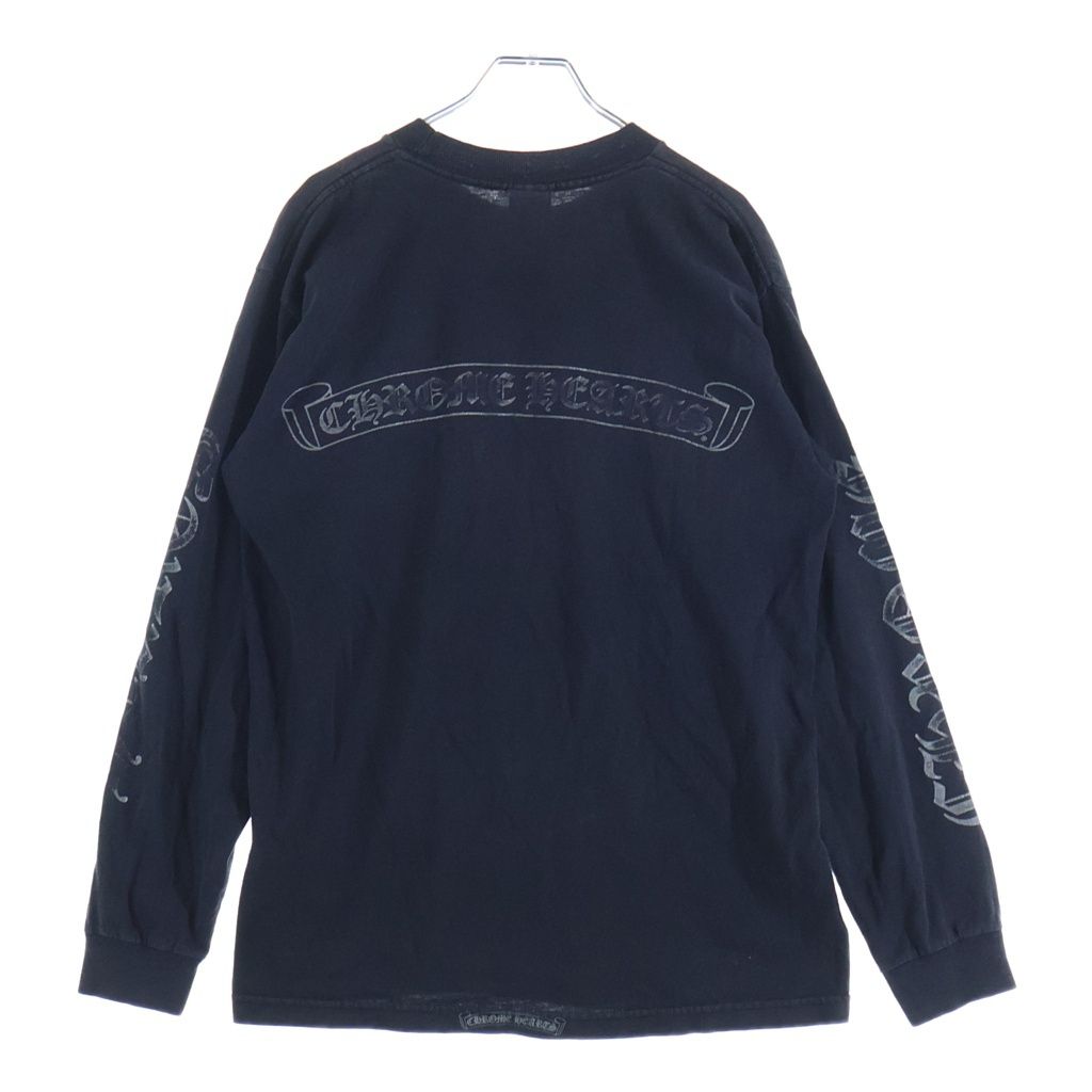 CHROME HEARTS (クロムハーツ) OLD オールド 袖英字ロゴ バックスクロールラベルプリント長袖Tシャツカットソー