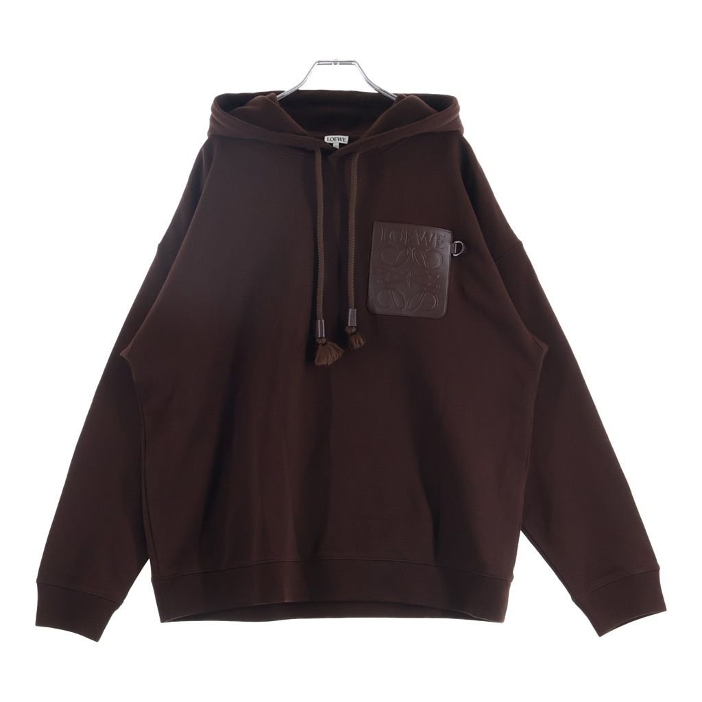 LOEWE (ロエベ) ANAGRAM PATCH POCKET HOODIE アナグラムパッチポケットフーディ プルオーバーパーカー ボルドー H526Y25X30
