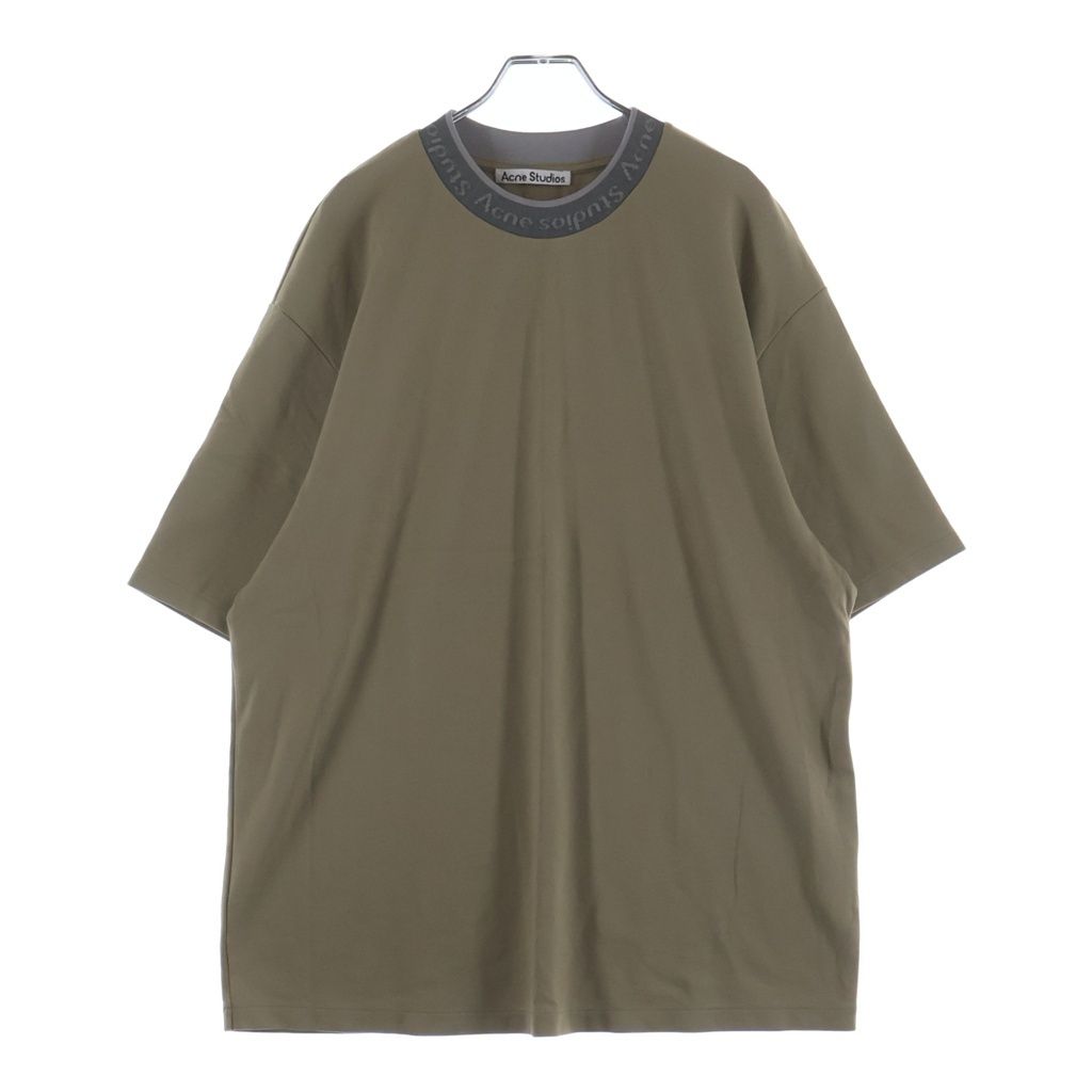 Acne Studios (アクネ ストゥディオズ) 22SS ロゴネックプリント クルーネック半袖カットソーTシャツ ベージュ FN-MN-TSHI000349