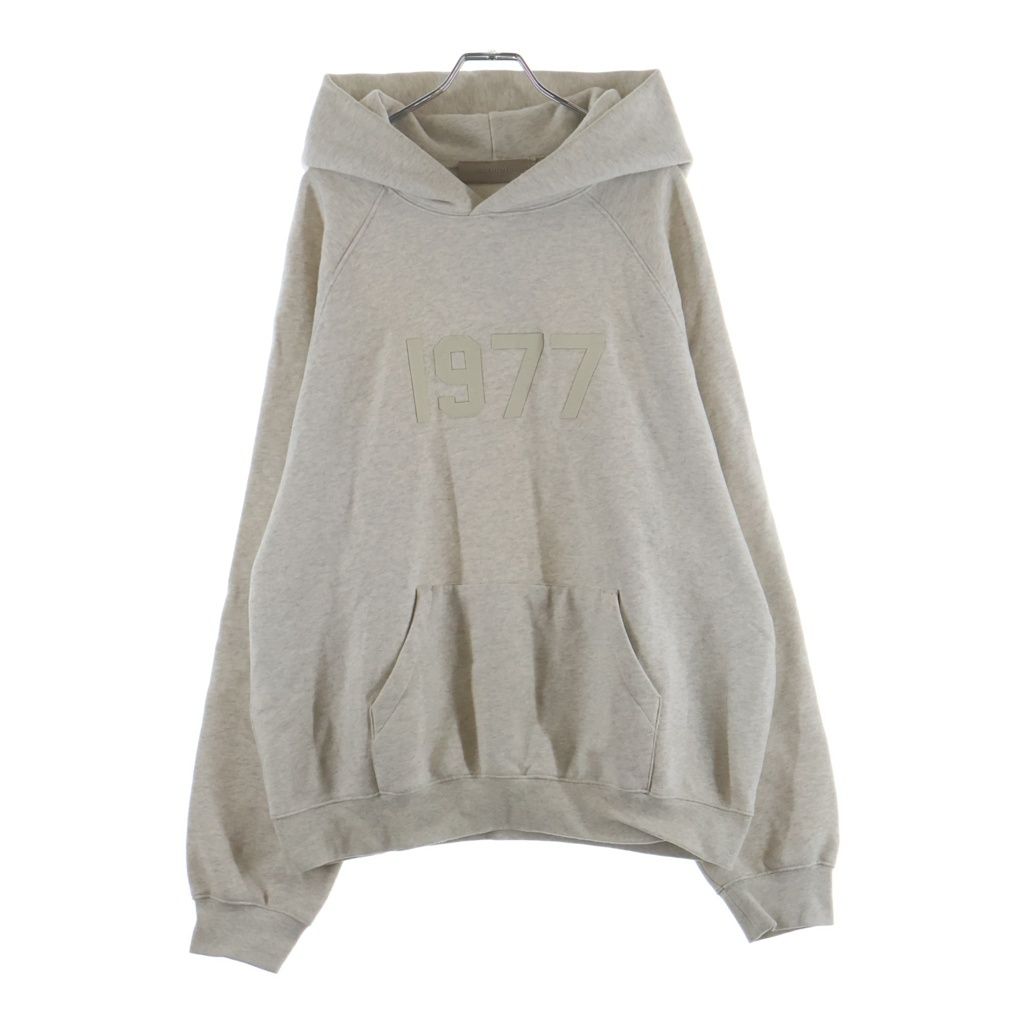 FEAR OF GOD ESSENTIALS (フィアオブゴッド エッセンシャルズ) HOODIE 1977 フェルトロゴ プルオーバースウェットパーカー フーディー グレー