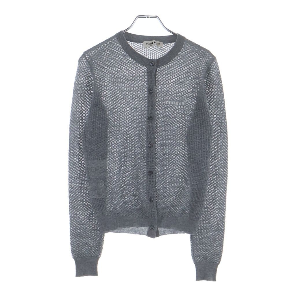 miumiu (ミュウミュウ) 25SS knit Cardigan カシミヤニットカーディガン 長袖 グレー レディース