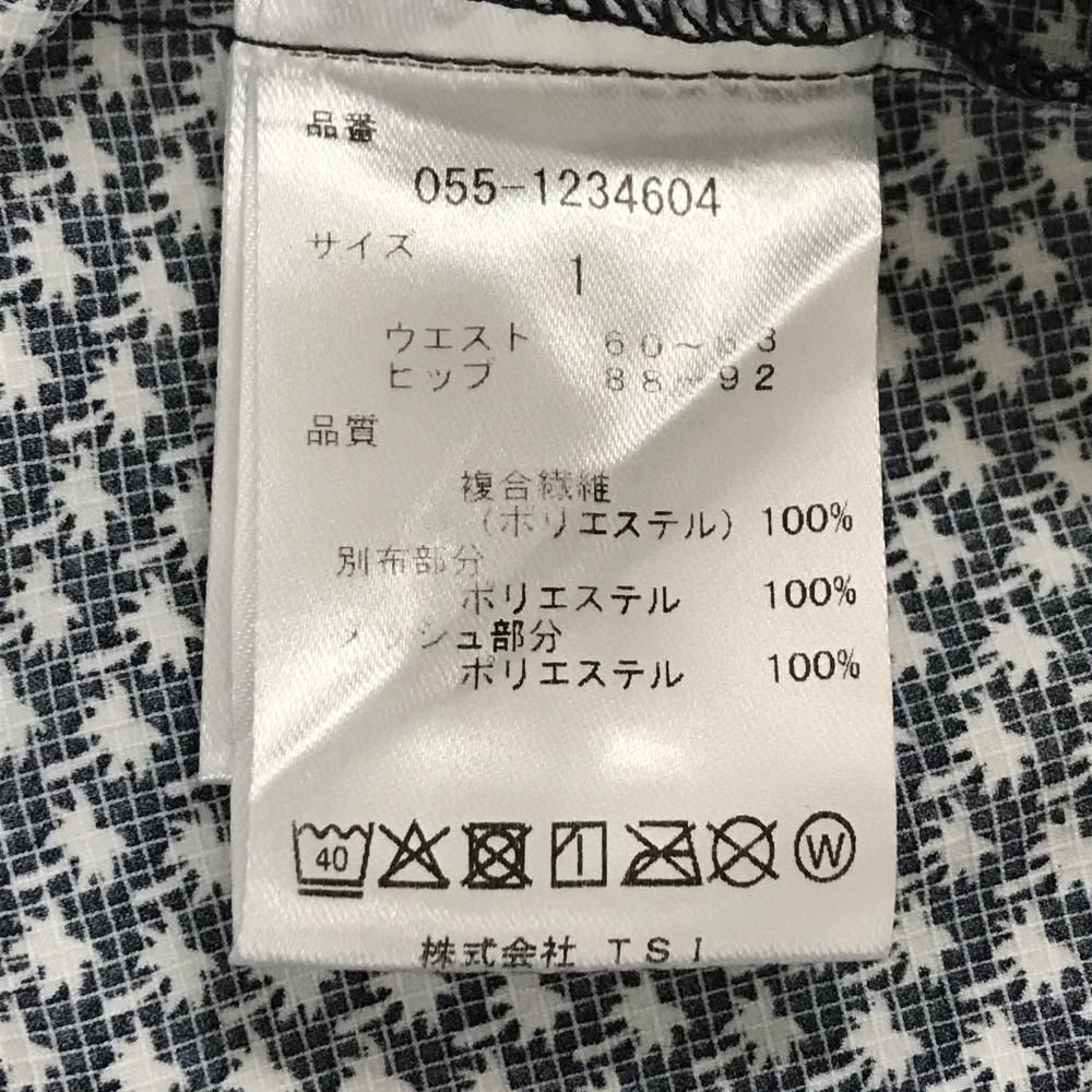 超美品】パーリーゲイツ スカート ダークネイビー×白 ヤシの木総柄