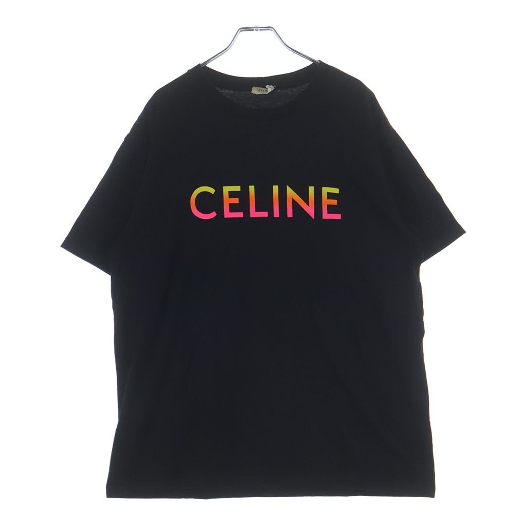 CELINE (セリーヌ) 22SS グラデーションロゴプリント 半袖Tシャツ カットソー クルーネック ブラック 2X10B671Q