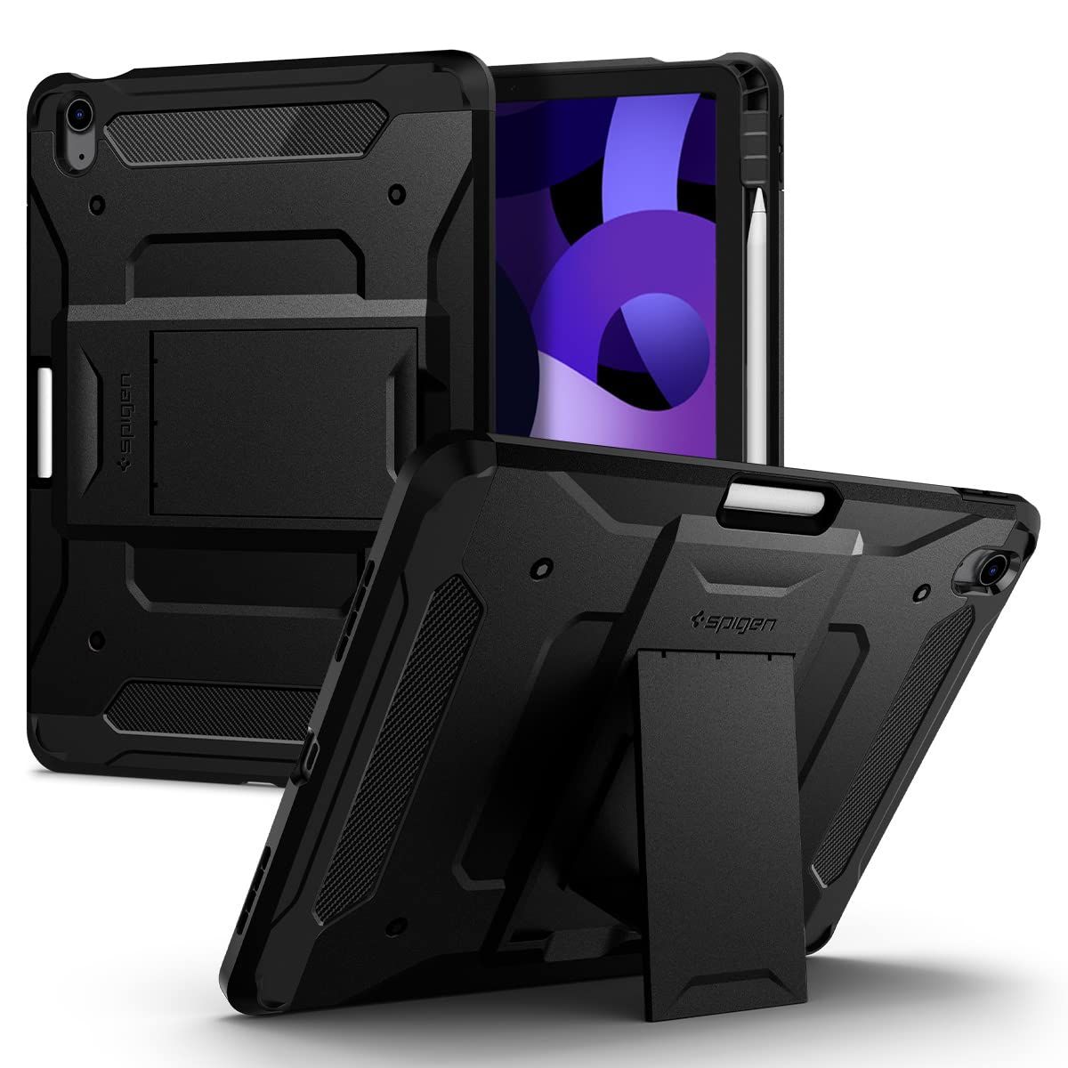 Spigen iPad Air 10.9 ケース 第6世代ケース(2024) / iPad Air第5世代ケース(2022) / iPad Air第4世代ケース(2020) 11&10.9インチ 衝撃吸収 耐衝撃 [ブラック] [iPad Air 10.9]