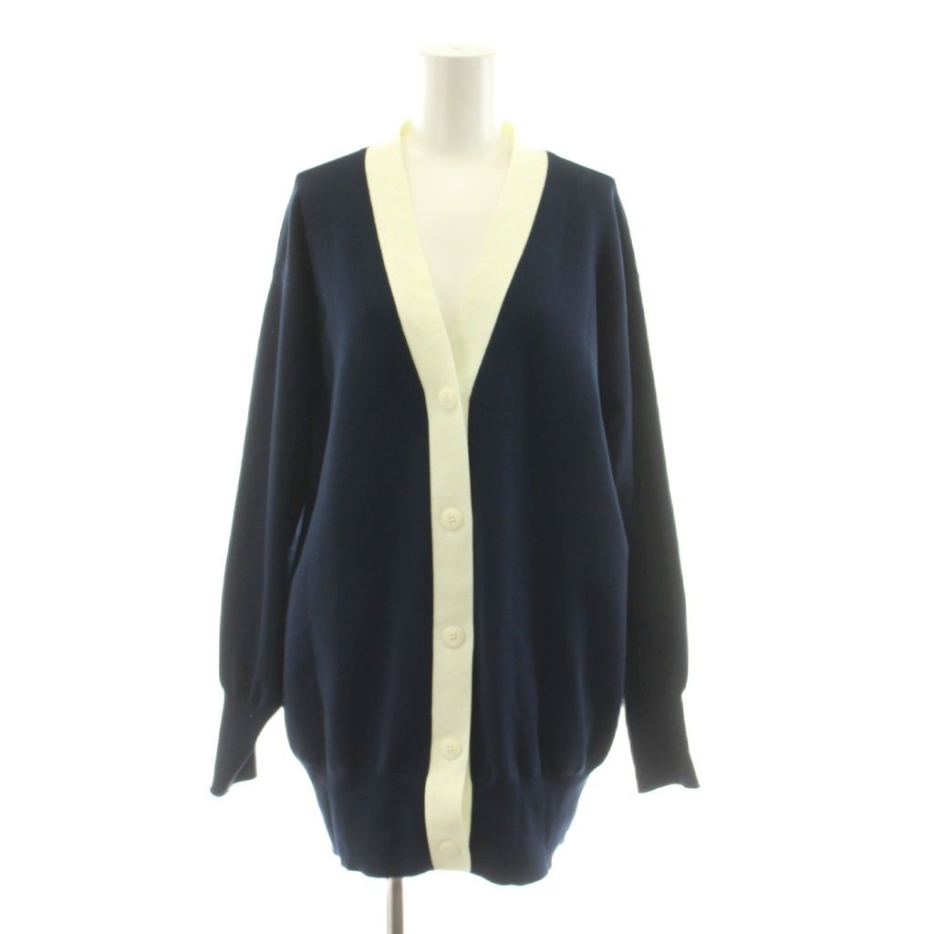 レリアン Leilian my perfect wardrobe 配色Vネックニットカーディガン 長袖 9 紺 ネイビー 0301128 /KU
