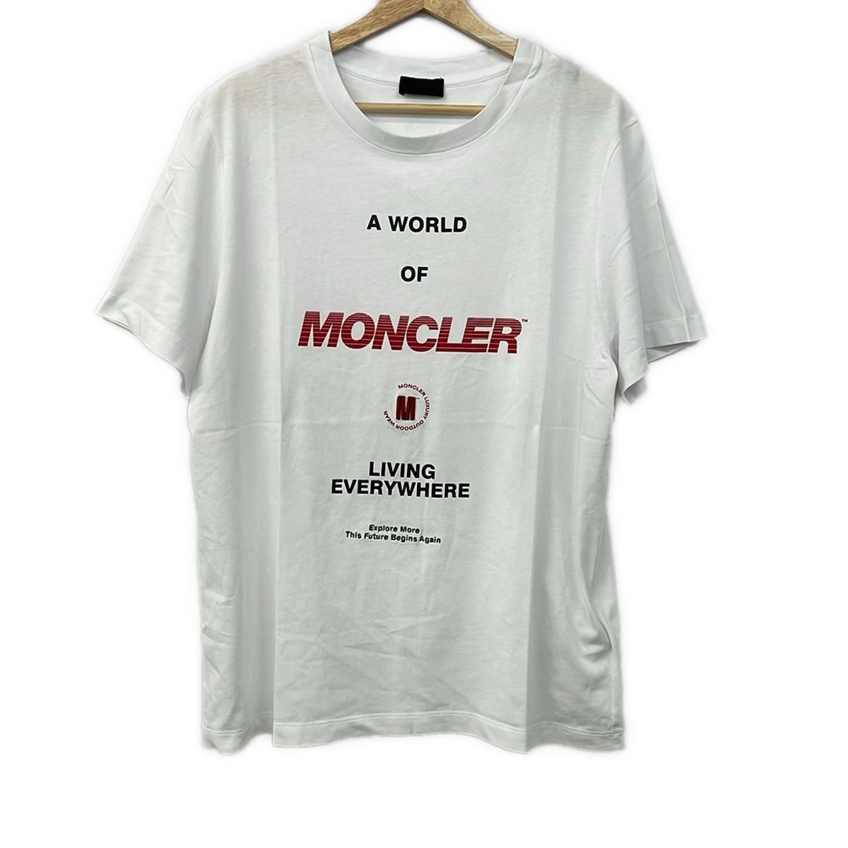 MONCLER(モンクレール) 半袖Tシャツ サイズM メンズ美品 SS TSHIRT H10918C00024 白×レッド×黒 クルーネック