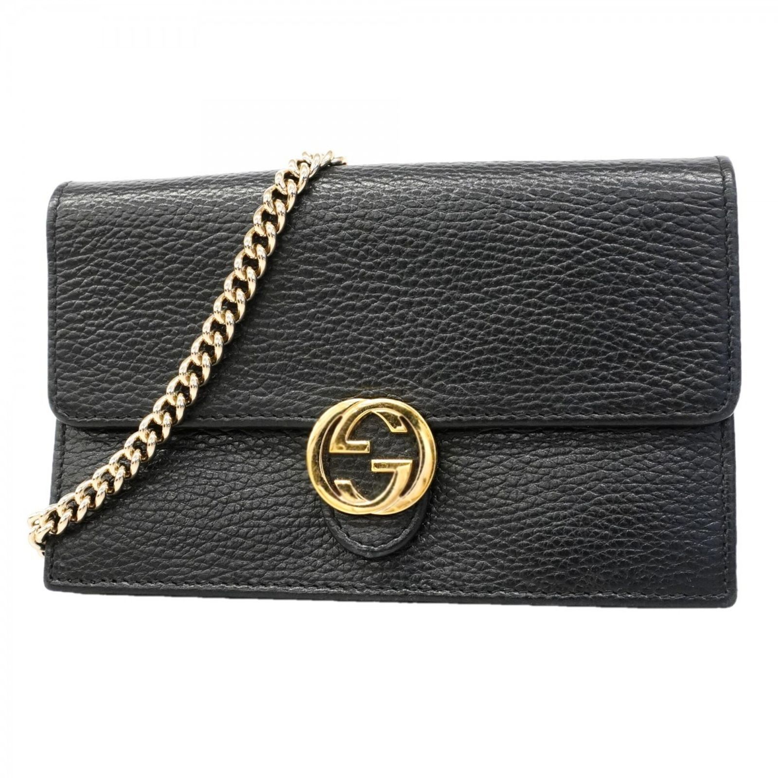 グッチ(Gucci) グッチ 財布・ショルダーウォレット インターロッキングG 615523 レザー ブラック レディース