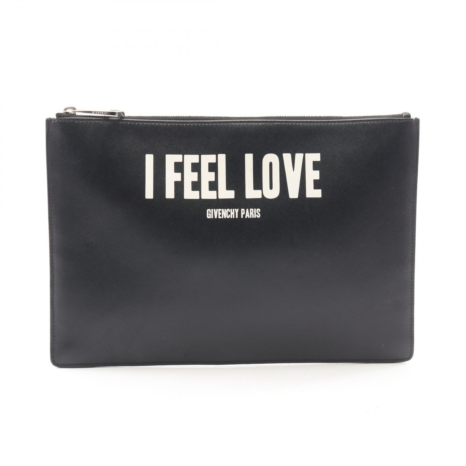 ジバンシィ GIVENCHY セカンドバッグ クラッチバッグ I FEEL LOVE ブラック レザー クラッチバッグ メンズ Used A