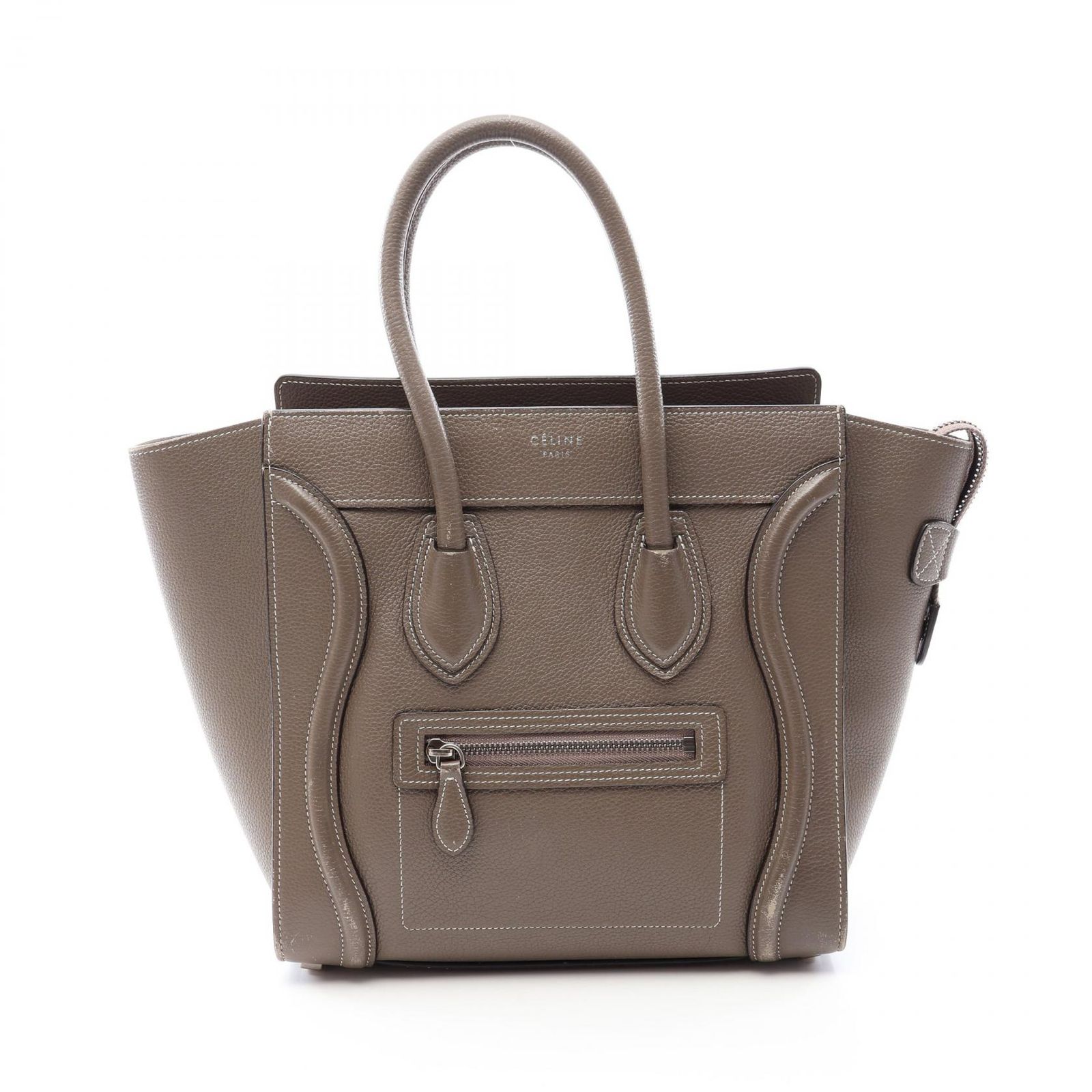 セリーヌ CELINE トートバッグ ラゲージ マイクロショッパー グレージュ レザー ラゲージ マイクロ ショッパー レディース Used B