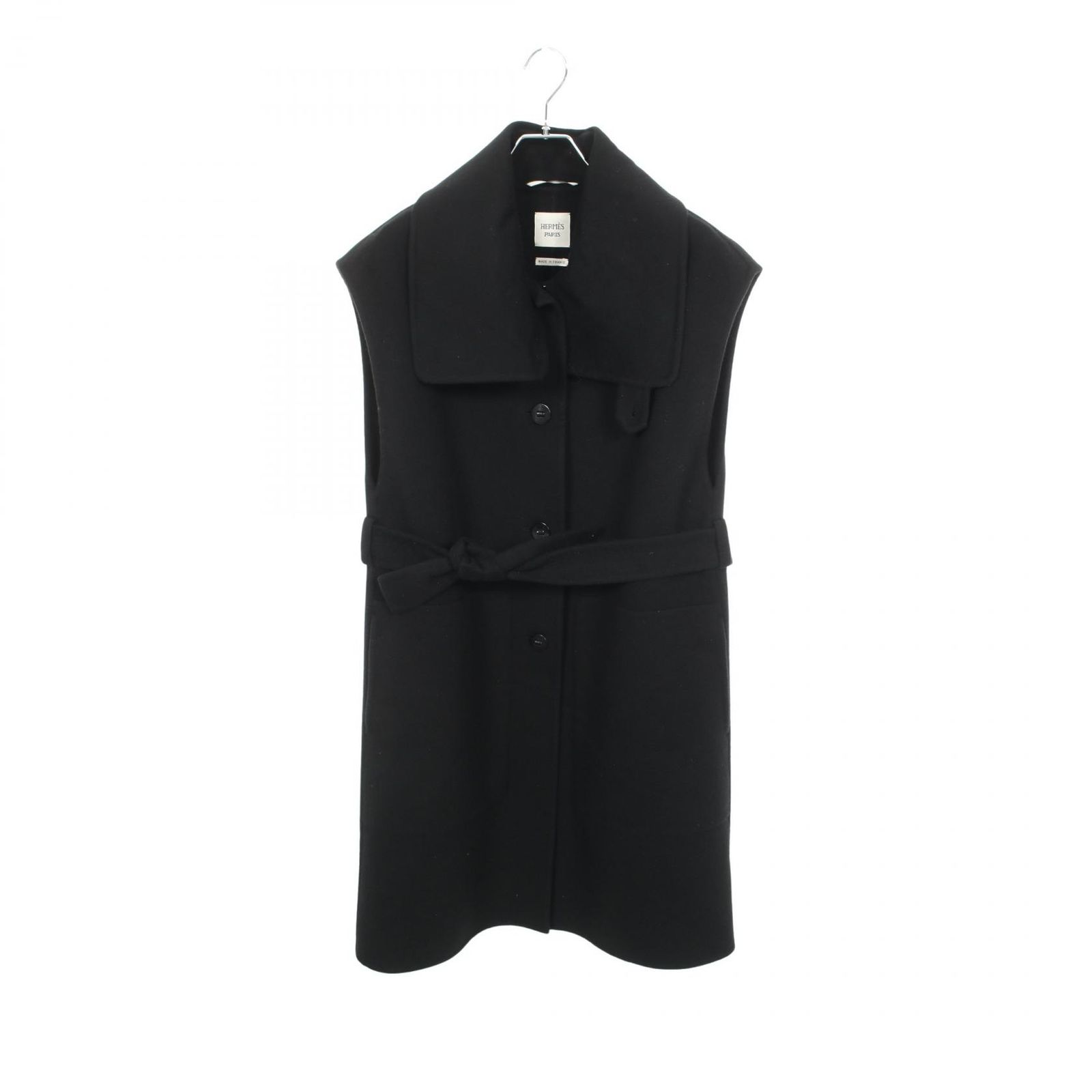 エルメス HERMES ジレ 07-7103 ブラック ウール ジレコート レディース Used A